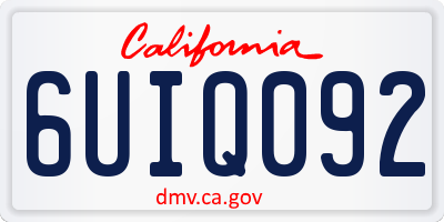 CA license plate 6UIQ092
