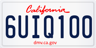 CA license plate 6UIQ100