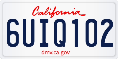 CA license plate 6UIQ102