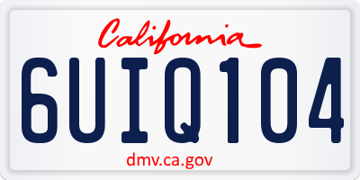 CA license plate 6UIQ104