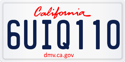 CA license plate 6UIQ110