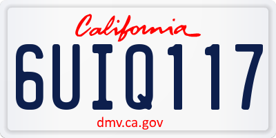 CA license plate 6UIQ117