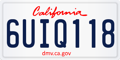 CA license plate 6UIQ118
