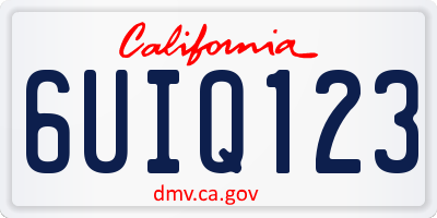 CA license plate 6UIQ123