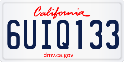 CA license plate 6UIQ133
