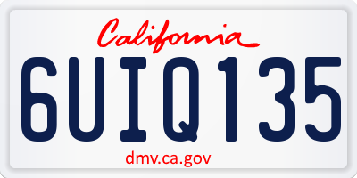 CA license plate 6UIQ135