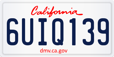CA license plate 6UIQ139