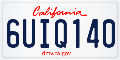 CA license plate 6UIQ140