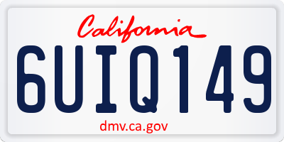 CA license plate 6UIQ149