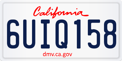 CA license plate 6UIQ158