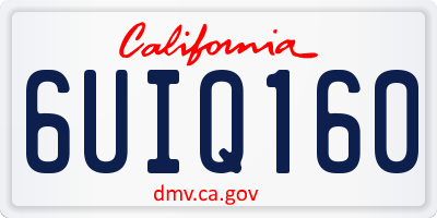 CA license plate 6UIQ160