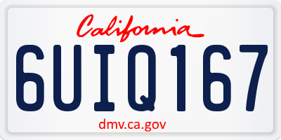CA license plate 6UIQ167