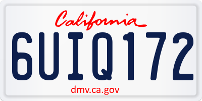 CA license plate 6UIQ172