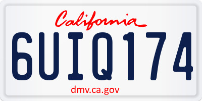 CA license plate 6UIQ174