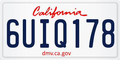 CA license plate 6UIQ178