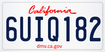 CA license plate 6UIQ182