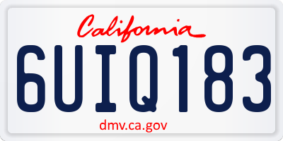 CA license plate 6UIQ183