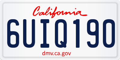 CA license plate 6UIQ190
