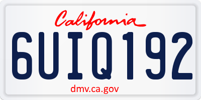 CA license plate 6UIQ192