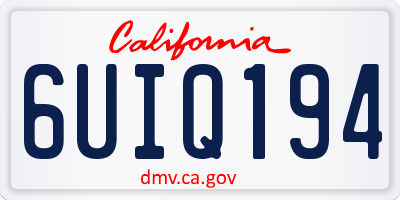 CA license plate 6UIQ194