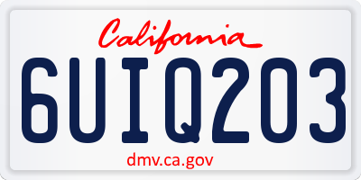 CA license plate 6UIQ203