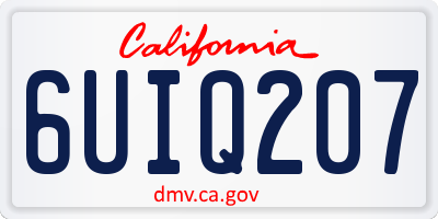 CA license plate 6UIQ207