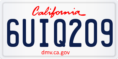 CA license plate 6UIQ209