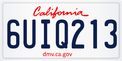 CA license plate 6UIQ213