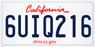 CA license plate 6UIQ216