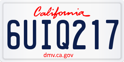 CA license plate 6UIQ217