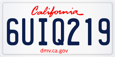 CA license plate 6UIQ219