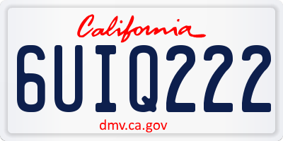 CA license plate 6UIQ222