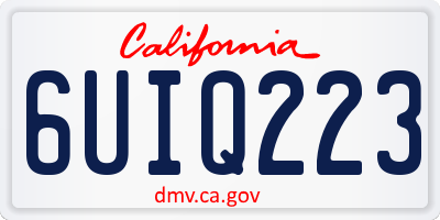 CA license plate 6UIQ223