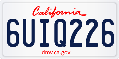 CA license plate 6UIQ226