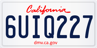 CA license plate 6UIQ227