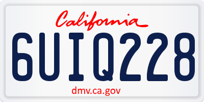 CA license plate 6UIQ228