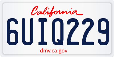 CA license plate 6UIQ229
