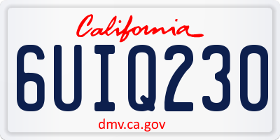 CA license plate 6UIQ230