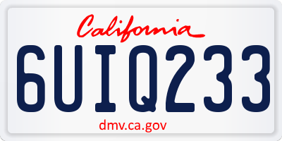 CA license plate 6UIQ233