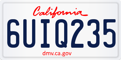 CA license plate 6UIQ235
