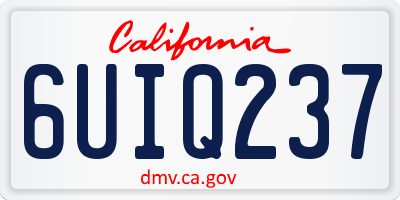 CA license plate 6UIQ237