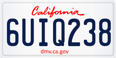 CA license plate 6UIQ238