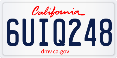 CA license plate 6UIQ248
