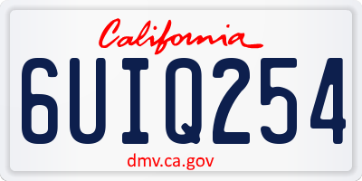 CA license plate 6UIQ254