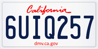 CA license plate 6UIQ257