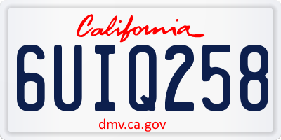 CA license plate 6UIQ258