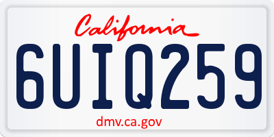 CA license plate 6UIQ259