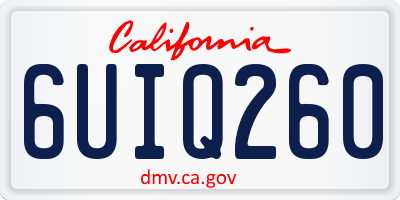 CA license plate 6UIQ260