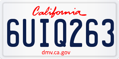CA license plate 6UIQ263