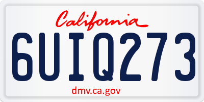 CA license plate 6UIQ273
